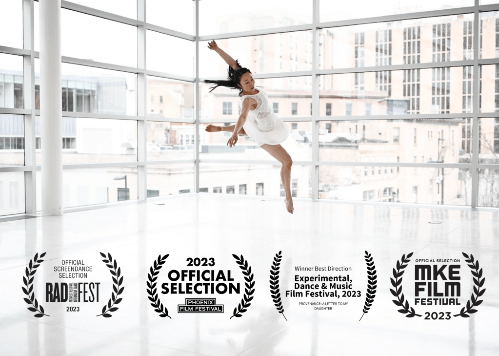 Provenance: A Letter to My Daughter is a short dance film about a transnational adoptee's personal experiences struggling with identity, belonging, and inclusion growing up in the Midwest of America. Directed and choreographed by Li Chiao-Ping, dancer Elisabeth Roskopf's exquisite movement and personal story reclaiming her heritage are captured beautifully by cinematographer and editor Christal Wagner.